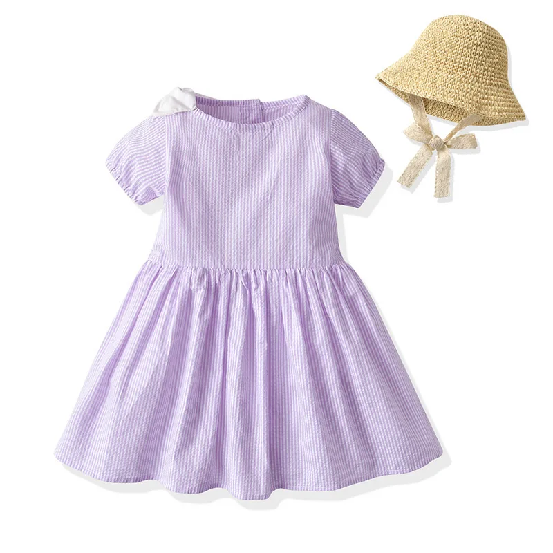 

2021 New Candy Color Dress Cotton Set Kids Clothes Flower Girl Dresses Dress