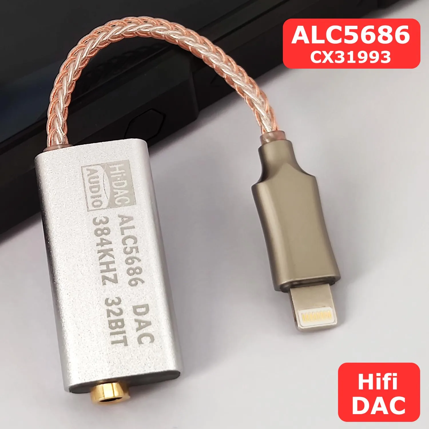 

Amplificador Alc5686 Dac De 3,5mm, Adaptador De Cable De Auriculares, Amplificador De Sonido De 32bits/384khz Para Iphone E Ios