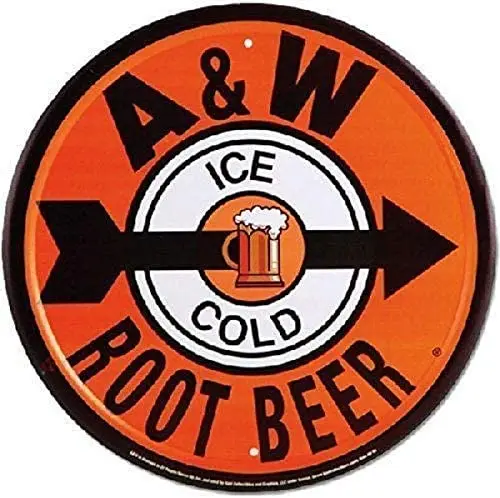 

A & W ледяной холодный корень пива круглый металлический знак 12 дюймов круглый жестяной знак Ностальгический металлический знак Забавный Ре...