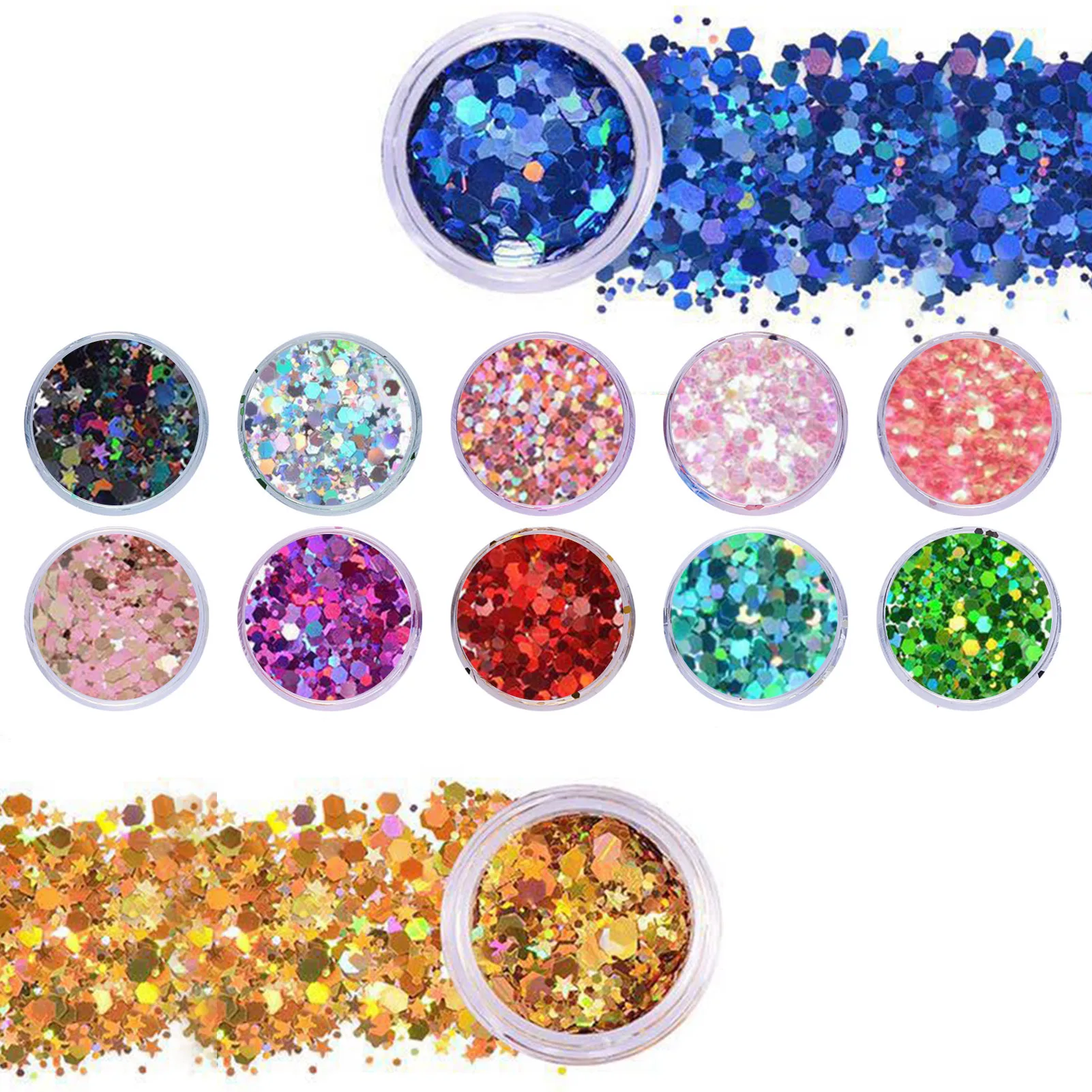 

Блеск для тела, легко удаляемый крупный блеск, крупные косметические блески для тела, лица, волос, ногтей, фестиваль и Хэллоуин, макияж