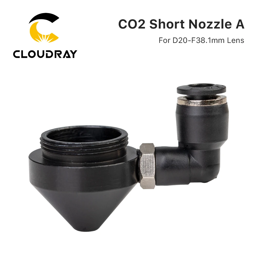 

Воздушная насадка Cloudray для объектива Dia.20 FL38.1 N01F CO2 Короткая насадка A с фитингом M5 для лазерной головки на станке для лазерной резки CO2