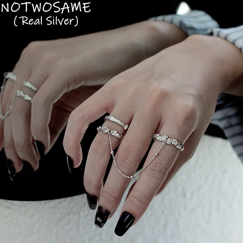 

Женское кольцо с кисточками NOTWOSAME, длинное кольцо из серебра 925 пробы с огрубевшим лицом, 1 комплект