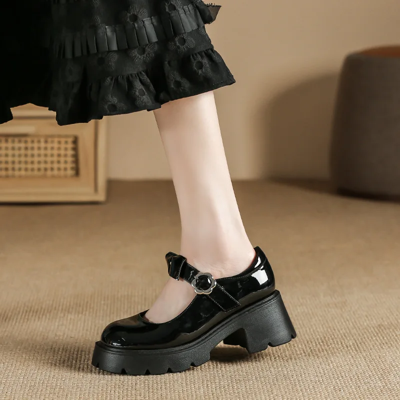 Chunky Platform Mary Jane Shoes White High Heel Lolita Shoes Girls Japanese Style College Student Uniform Shoe Bow Women's Pumps