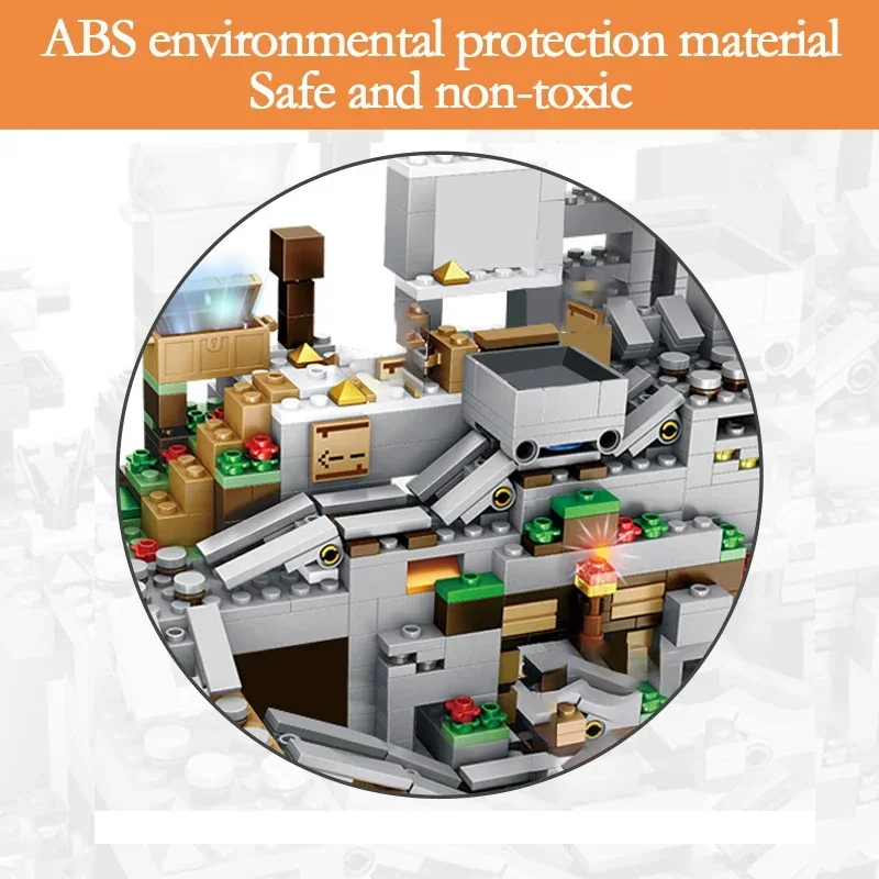 Горячие игрушки Мой мир Строительный блок Minecrafted The Mountain Cave With Elevator Фигурки