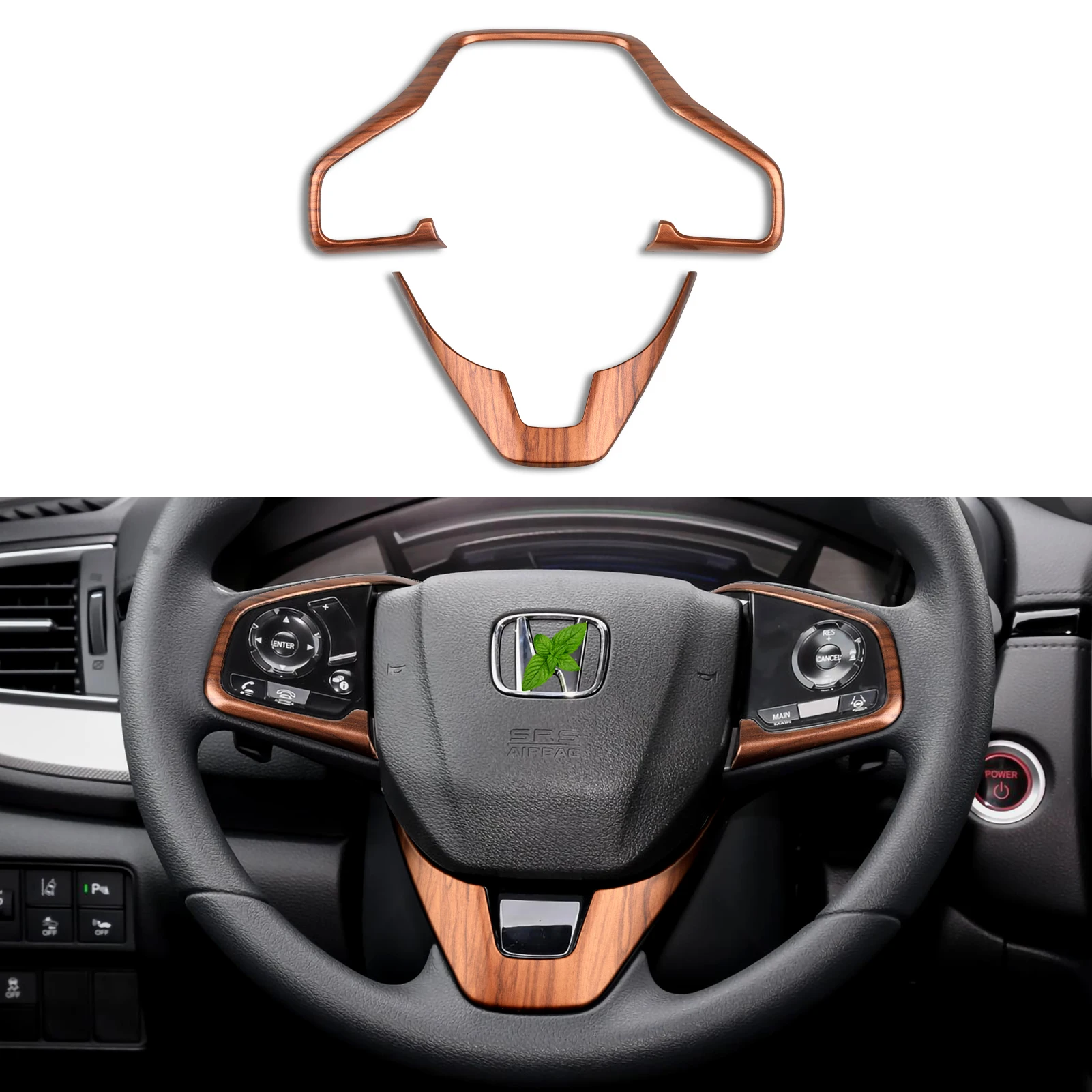 

Car Steering Wheel Cover Decals Peach Wood Grain Interior Decoration Trim Stickers For Honda CRV 2017-2022 Accessories