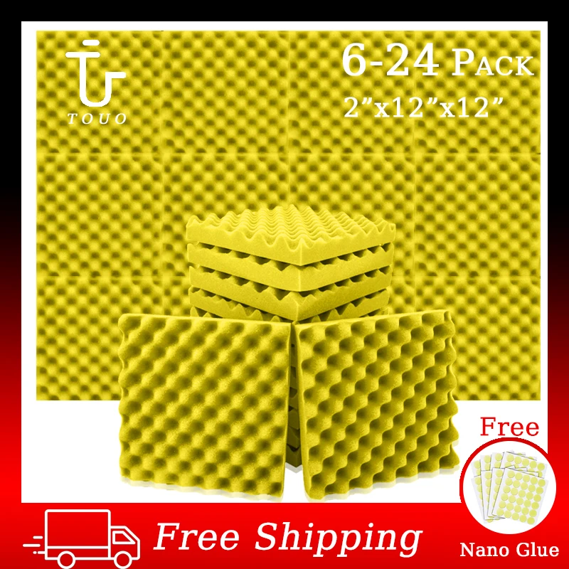 

TOUO Wall Soundproofing Foam Panels 6/12/24 Pcs Egg Crate Acoustic Foam Panels Studio Sound Proof Wall Sponge Panels