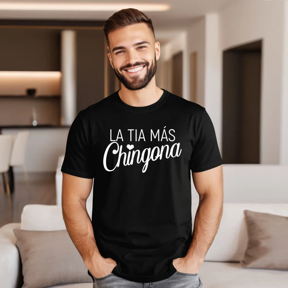 Новейшая футболка La Tia Mas Chingona с забавным принтом и короткими рукавами летние