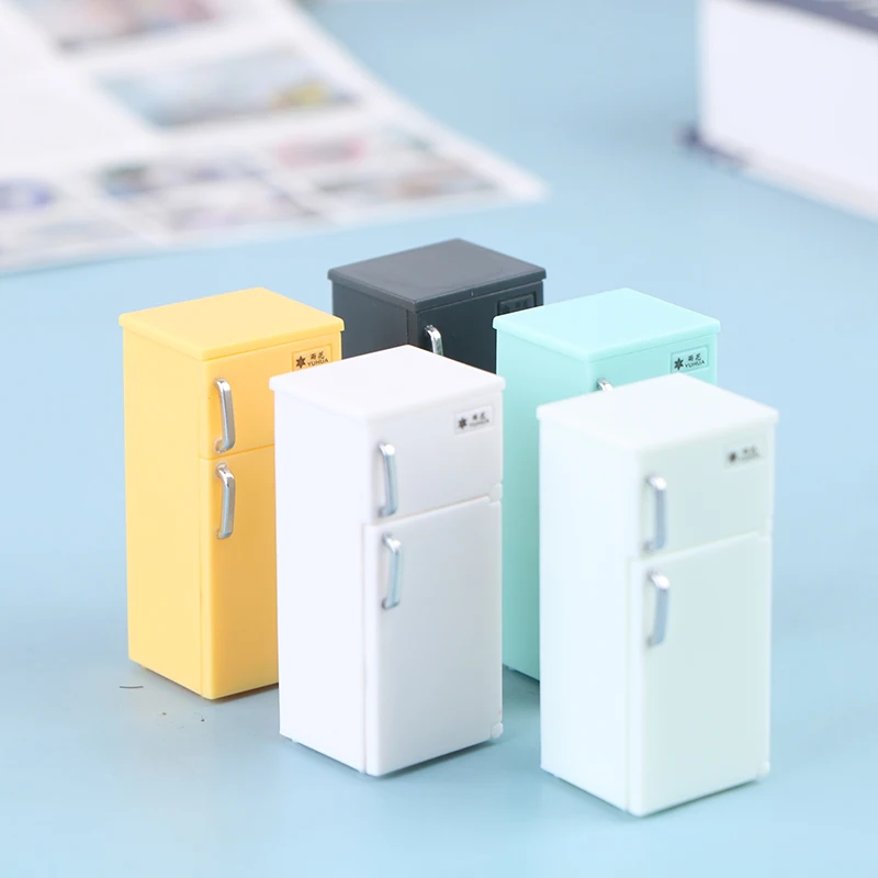 

Dollhouse Miniature Fridge Min Fridge for Bedroom Refrigerator Freezer 1/12 for Dolls Bedroom Living Room Dollhouse Refrigerator