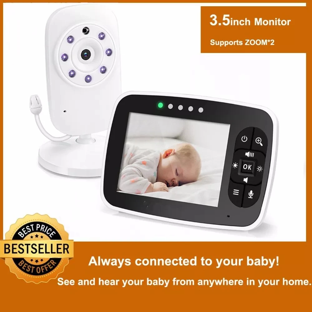 

Беспроводная видеоняня, 3,5 дюймовый ЖК-экран, камера ночного видения для младенцев, двухстороннее аудио, датчик температуры, эко-режим, колыбельные