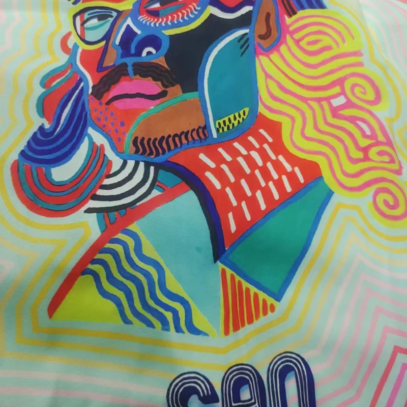 Thin Fabric Casablanca Shortpant Shirt Set Rainbow Stripe Colorful Man Portrait Print Suit Hawaii Beach Surf For Men Women