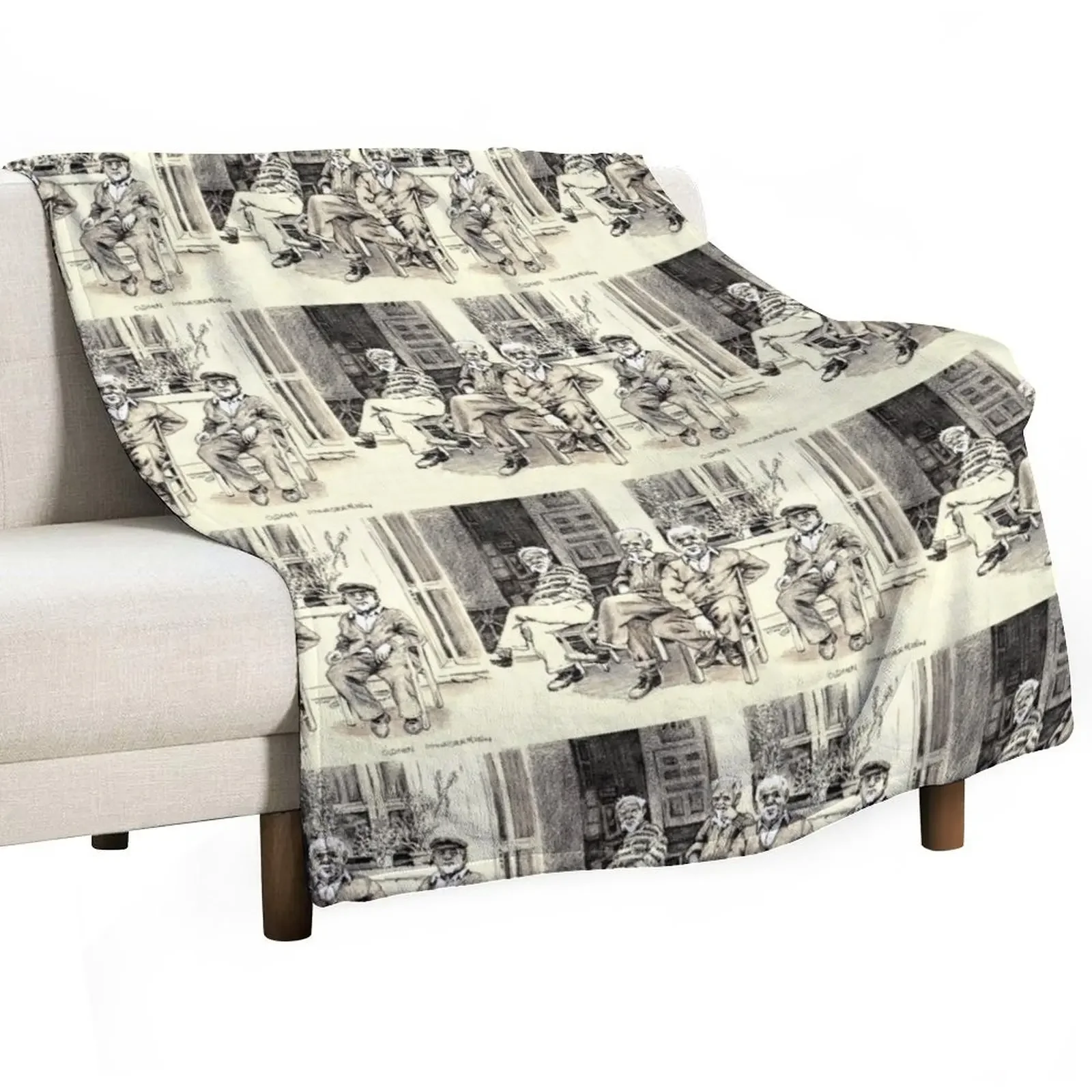 Четыре старых мужчин сидящих на улице - рисунок ручки Дон Сильвесте пледы пляжные