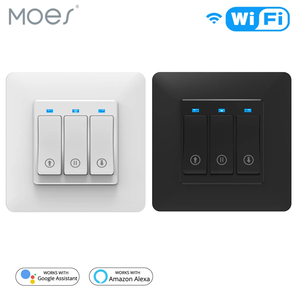 

Moes WiFi Smart Push Button Curtain Roller Blinds Shutter Switch Tuya Remote Control Motorized Motor Work with Alexa Google Home