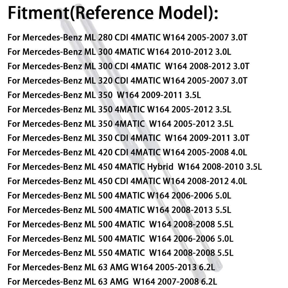 Задняя газовая пружина багажника для Mercedes-Benz W164 ML 4MATIC AMG 2005-2013 A 1647400145   Аксессуары для багажников с подъемником задней двери (art.: 3920cdb13d207) - 3920cdb13d207