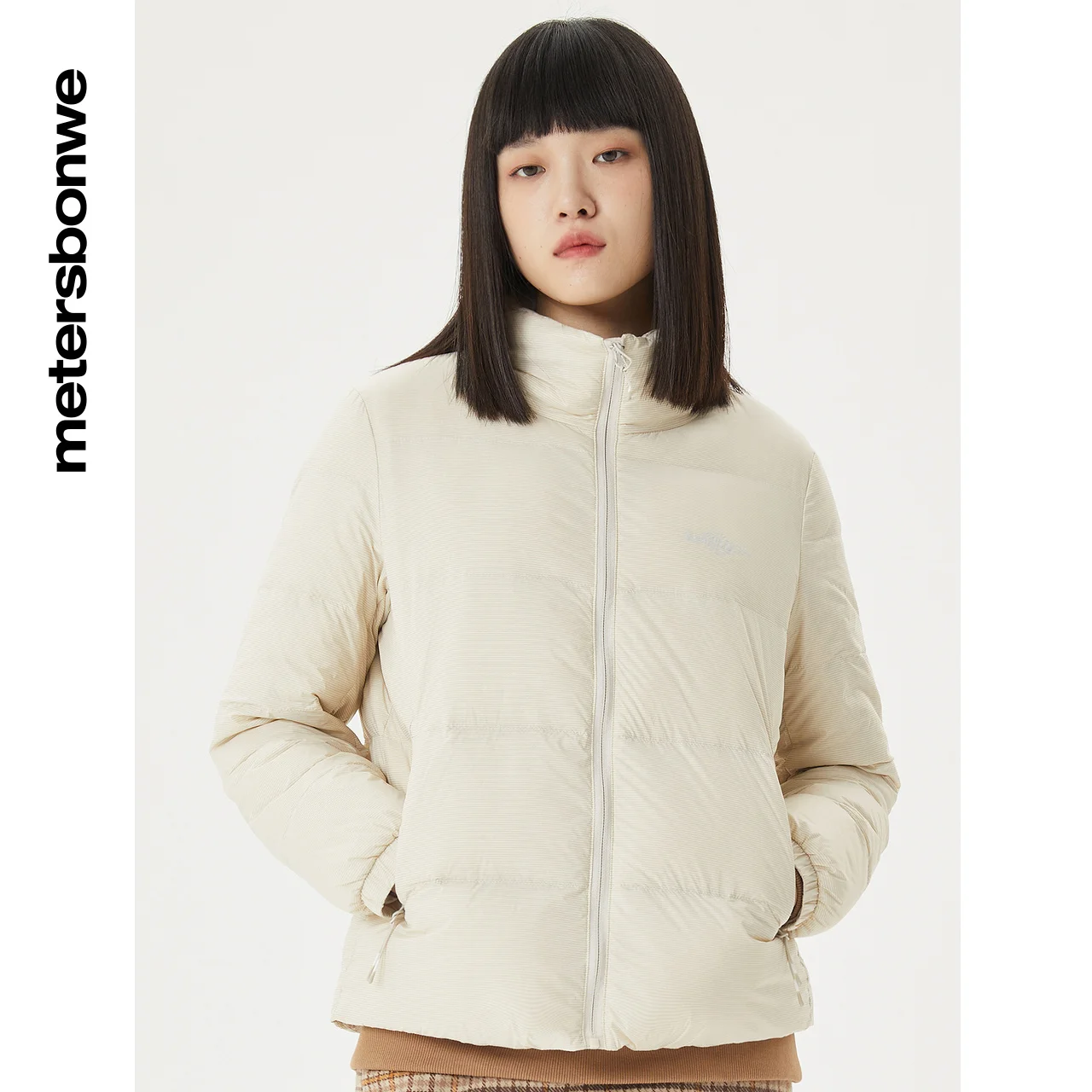 Metersbonwe Women Graphene Fabric Solid Color Warm Down Wear Stand Collar 90%Duck Down Ultralight Thin Early Winter Down Jacket