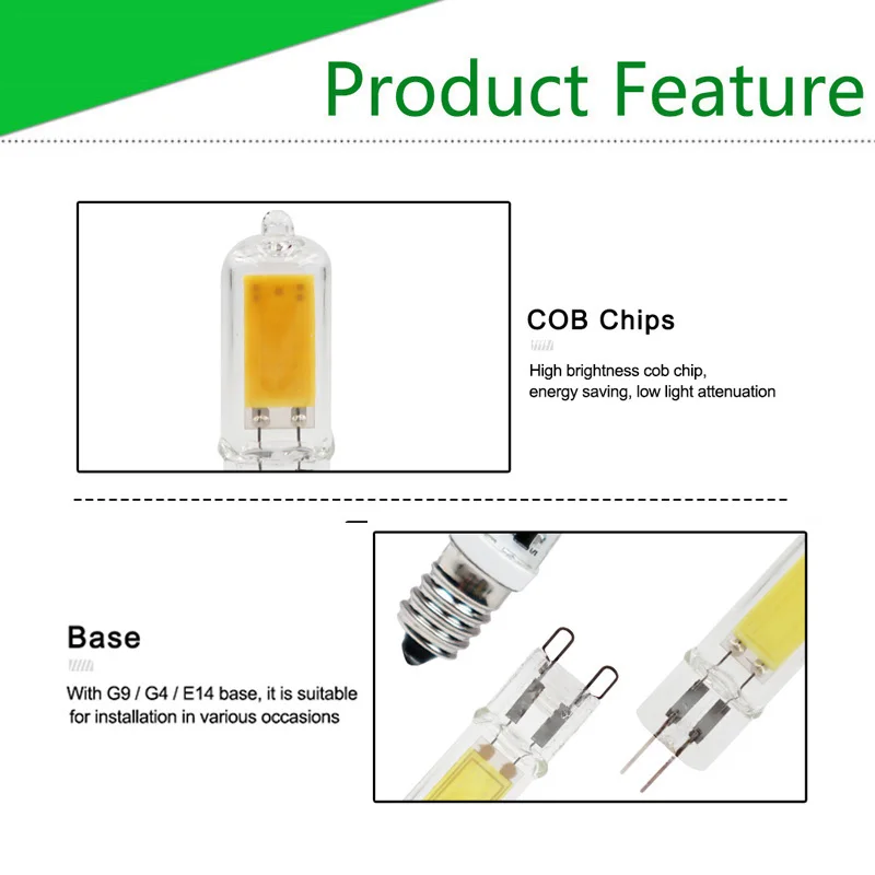 10pcs LED G9 G4 E14 3W 6W 9W 12W Light Bulb AC/DC 12V 220V Lamp COB Spotlight Chandelier Replace 30W 60W Halogen Lamps - купить по