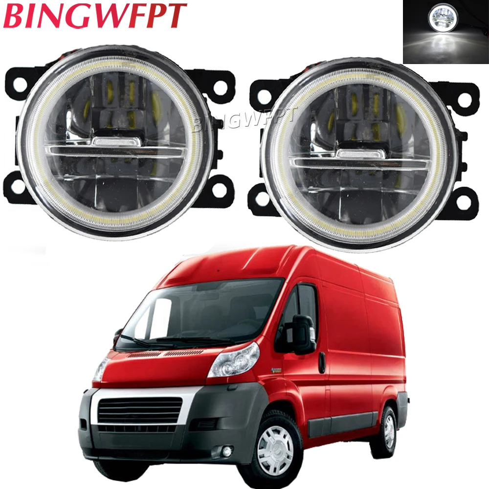 

2 X Car LED Lens Fog Light Assembly For Fiat Ducato 250-290 2014-2020 For Fiat 500 Angel Eye Daytime Running Light DRL H11 12V