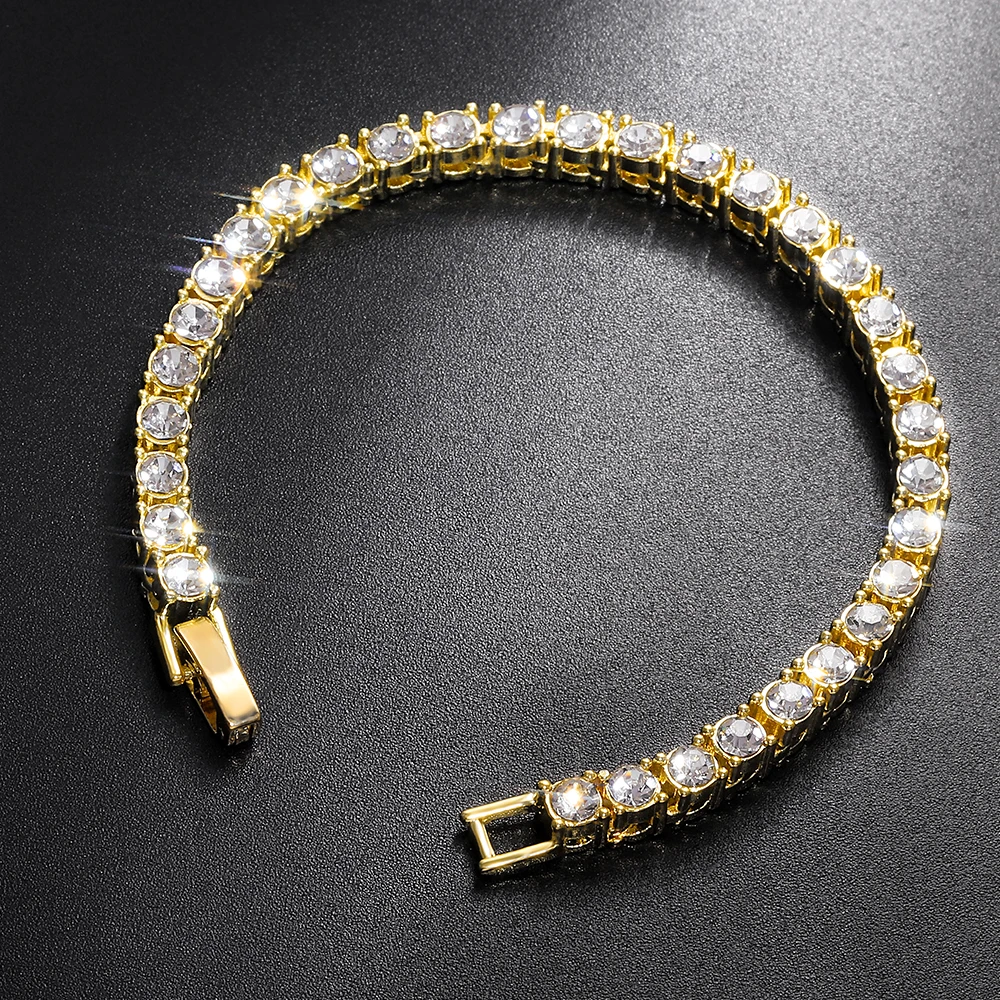 

TopBling Hip Hop 1Row Tennis Chain Bracelet Selling CZ Iced Out Rhinestone Cubic Zirconia Tennis Chain Bracelets Jewelry