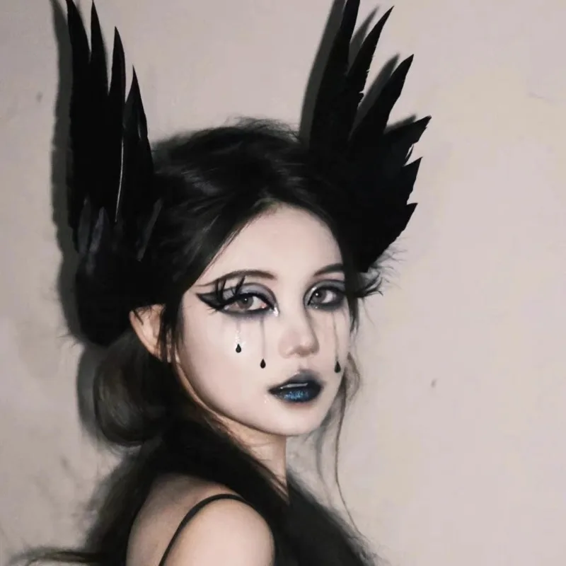 Черные и белые заколки для волос в виде перьев крыла ангела реквизит костюма