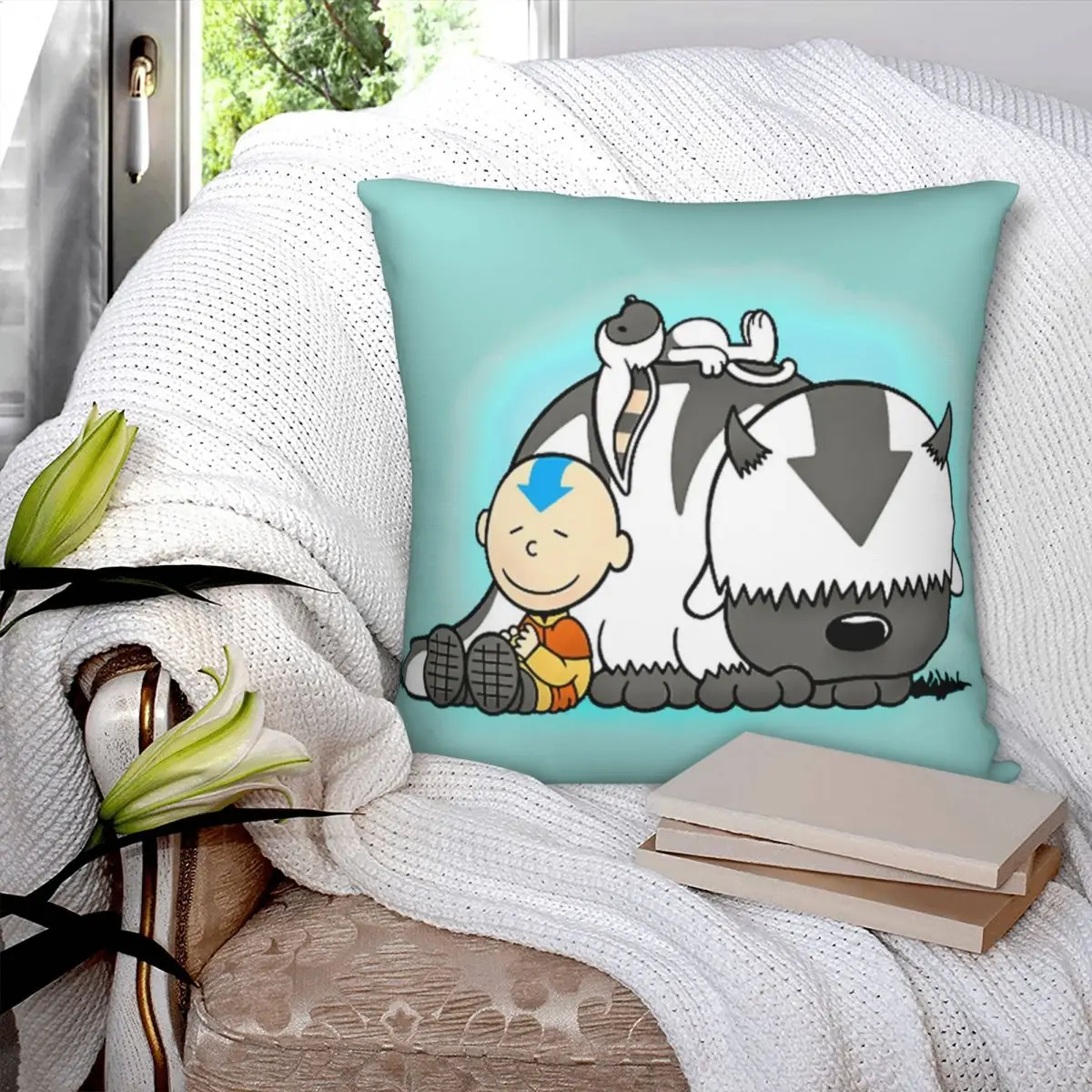 Aang и Appa Avatar чехол для подушки из полиэстера льна