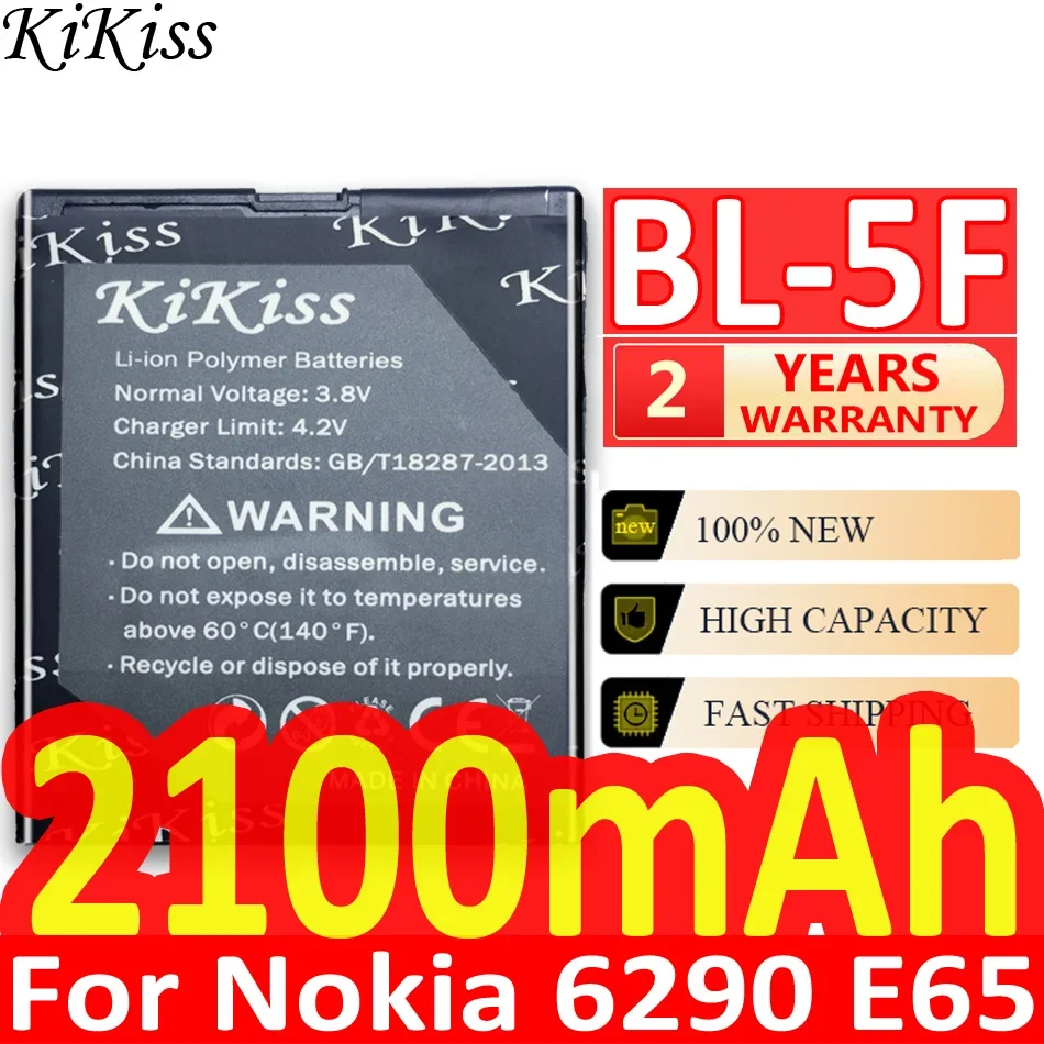 Мощный аккумулятор KiKiss емкостью 2100 мАч BL-5F для Nokia 6290 E65 N93i 6210 N96 6210S 6710N N95 BL 5F