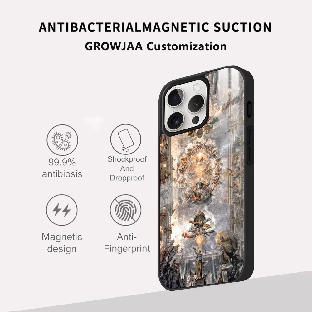 Чехол для телефона Michelangelo Creation Of Adam iPhone 16 15 14 13 12 11 Pro Max Plus Mini Magsafe Mirror беспроводной