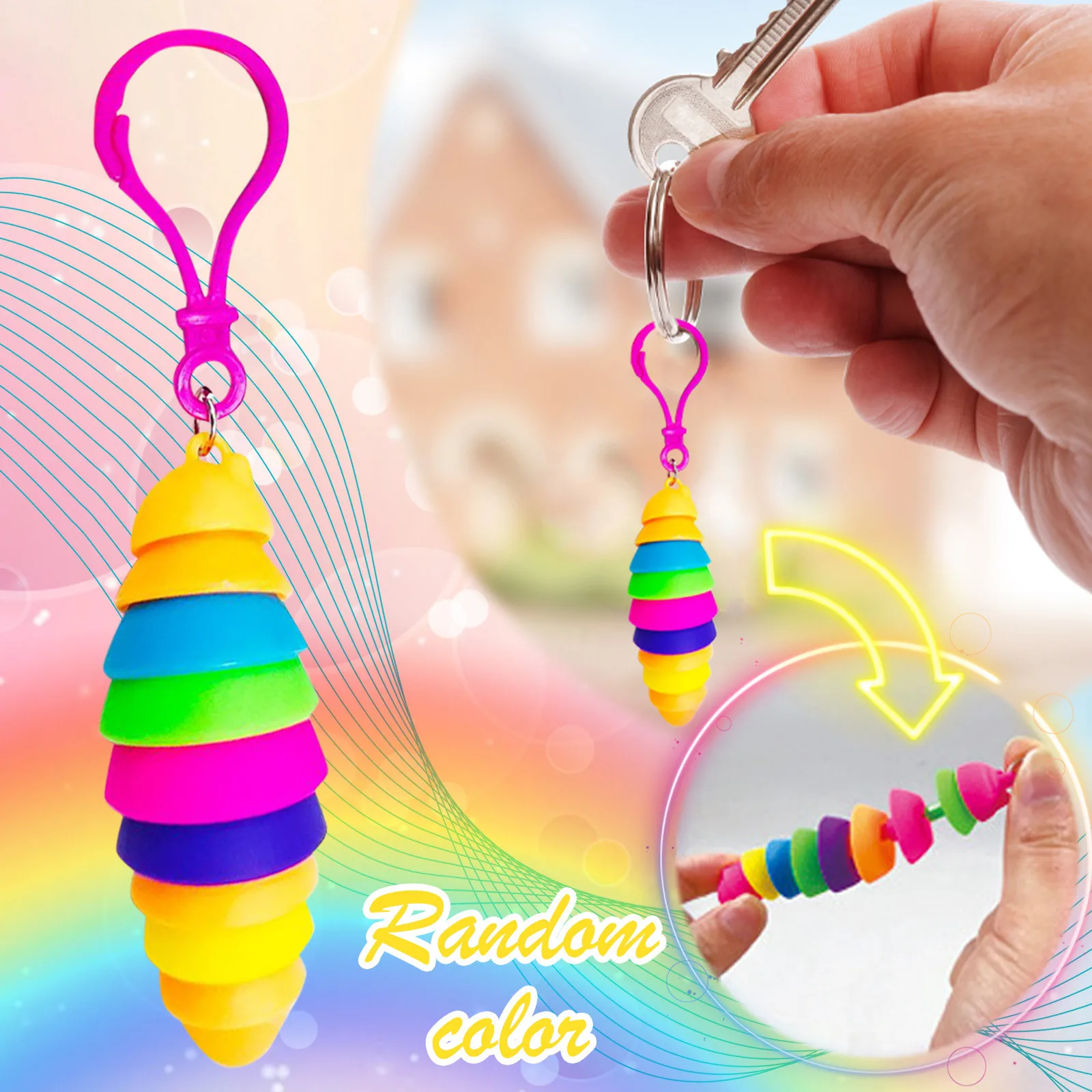 

18cm Creative Fingertip Slug Toys Decompression Caterpillar Keychain Cartoon Adult Car Keychain Key Bag Decoration Toy Kids Gift