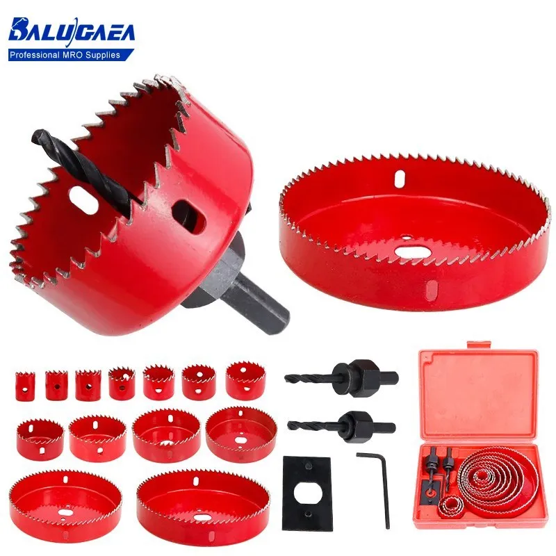 

5/8/13Pcs Woodworking Hole Saw Drill Bit Set 19-127mm Wood Metal Drilling Tools Hole Core Cutter Hole Saw Drill Red Set