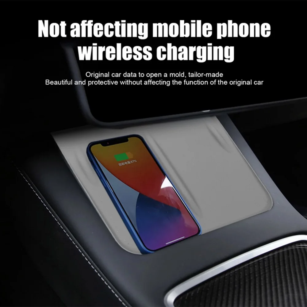 

Силиконовый автомобильный коврик для беспроводной зарядки телефона Tesla Model 3, модель Y 2021, противоскользящие накладки, разработанные для Tesla