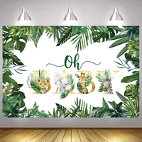 oh baby photo backdrop newborn jungle safari kids happy birthday party baby shower 1st photography background booth decor banner