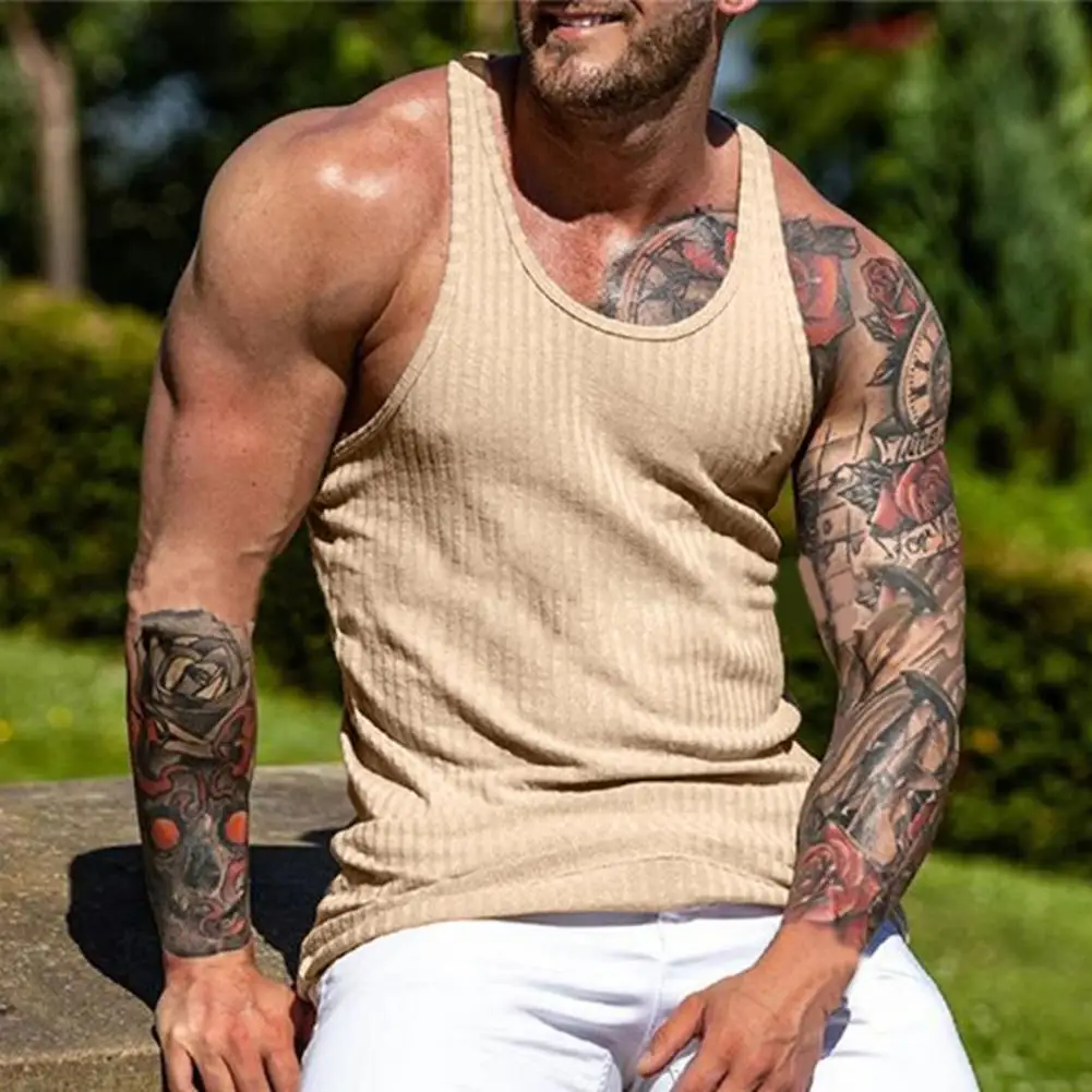

Tank Top Men Vest Elastic Breathable Streetwear Men O Neck Sleeveless Top Gym Workout Clothing Ropa Hombre camisetas sin mangas