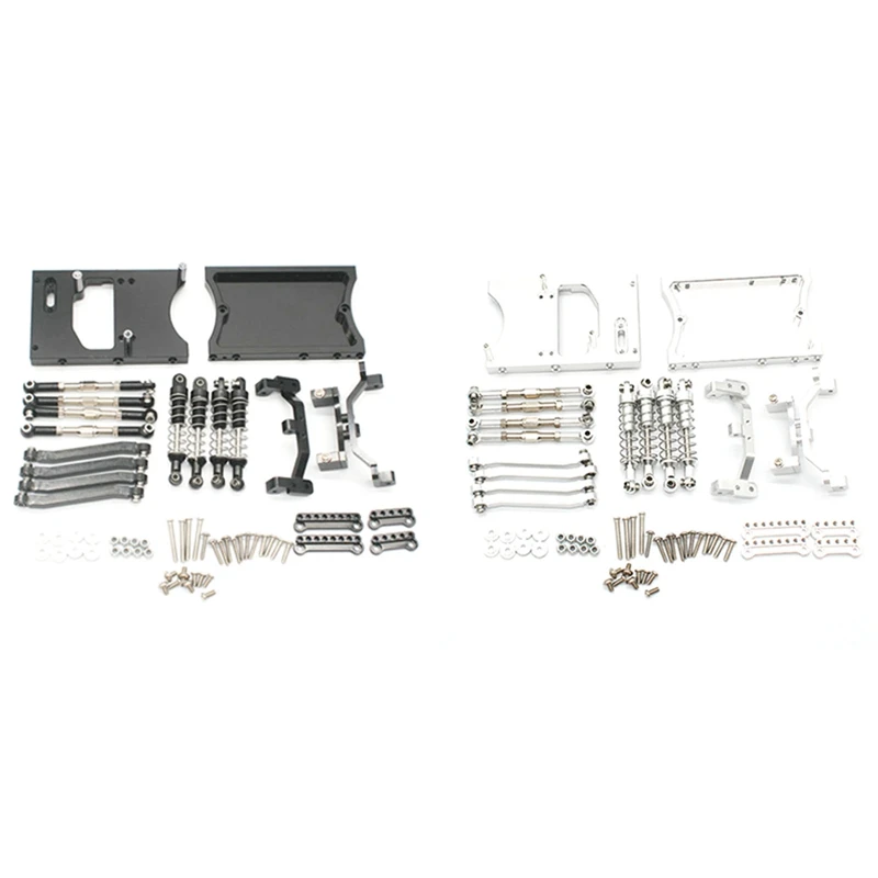 

2 Set Chassis Pull Rods Servo Fixed Mount Bracket Shock Absorber For MN D90 D91 MN99S 1/12 RC Car Parts, Black & Silver