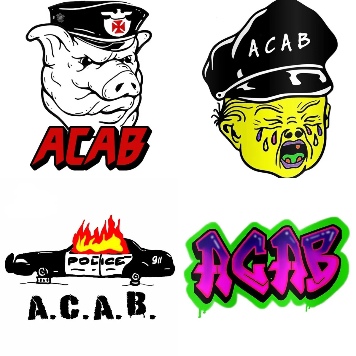 

Personality ACAB Vinyl Car Wrap Cartoon Windows Waterproof Car Stickers VAN Decal Motorcycles Mobile Phones Gadget Decoration