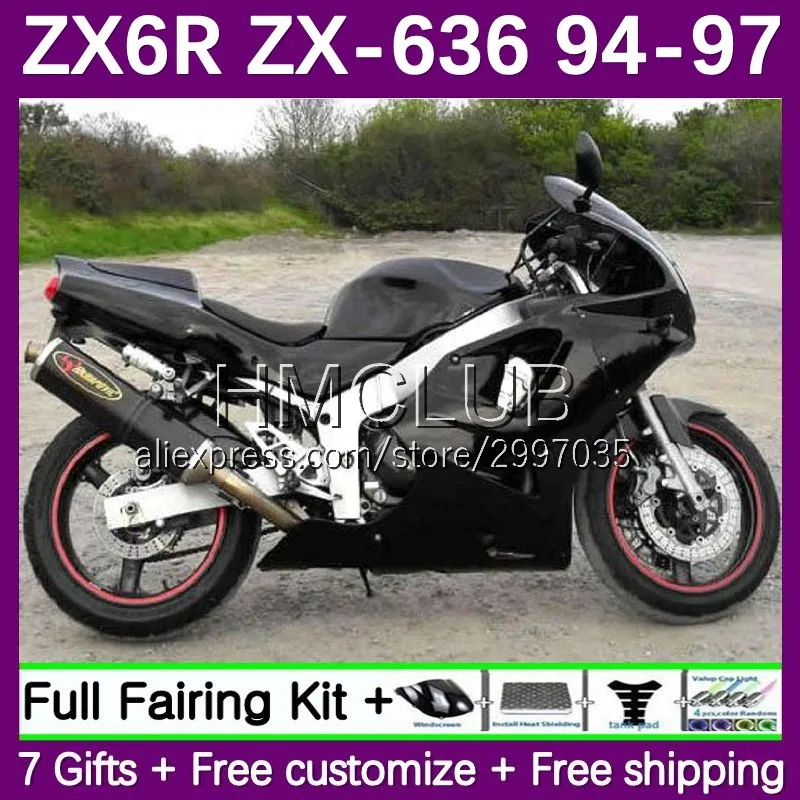 

Обтекатель для KAWASAKI NINJA ZX 6R 636 600CC ZX636 ZX-6R 70No.19, глянцевый черный фонарь 1994 1995 1996 1997 ZX6R 94 95 96 97