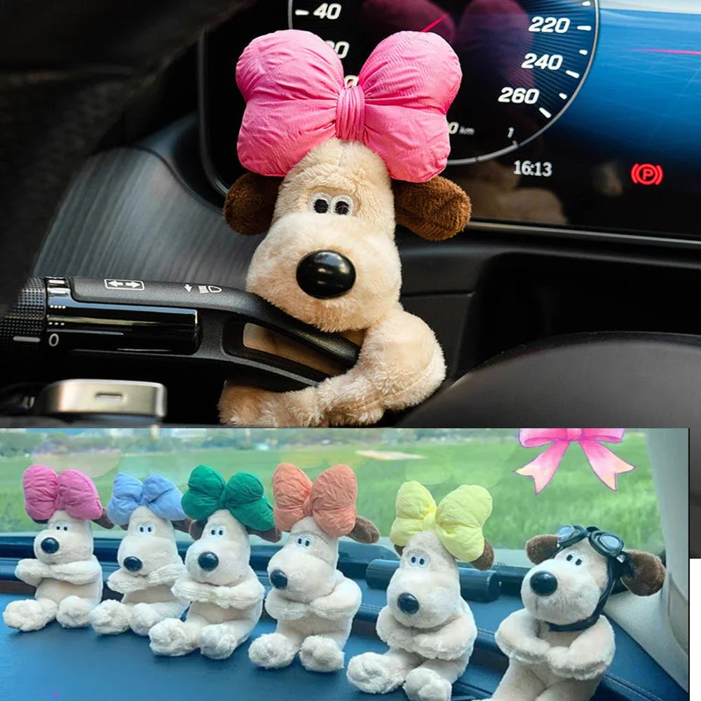 

Car Cute bowknot dog Decoration Dolls Pilot Pawdog Steering Lights Wiper Wye Shield Ornament car wiper doll Interior Accessories