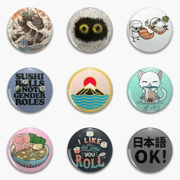 

Суши, Большой дракон, Кевин, рулон на пляже, рулоны, не ок, мягкая булавка с пуговицами, настраиваемая Женская булавка для лацкана, одежда