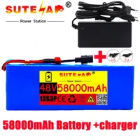 2021 new 48v li ion battery 48v 58ah 1000w 13s3p li ion battery pack for 54 6v e bike electric scooter with bms charger