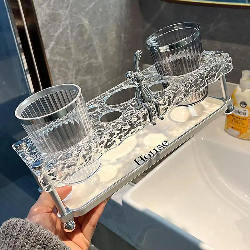 

Multifunctional Acrylic Bathroom Shelves Toothbrush Toothpaste Toothbrush Cup Holder Clear Organizer Bathroom Accessory