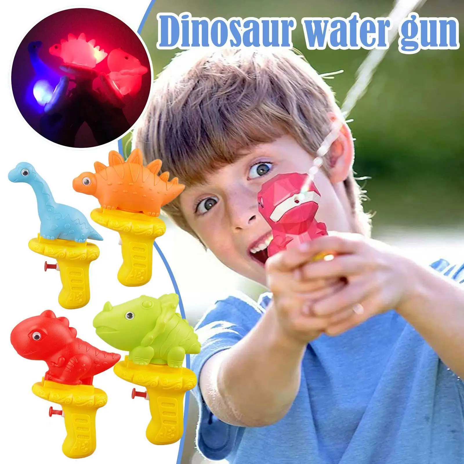 

Cartoon Dinosaur Water Gun Toy with light Bathroom Interaction Outdoor Summer Parent-child Playing Children Water Bathing X5L9