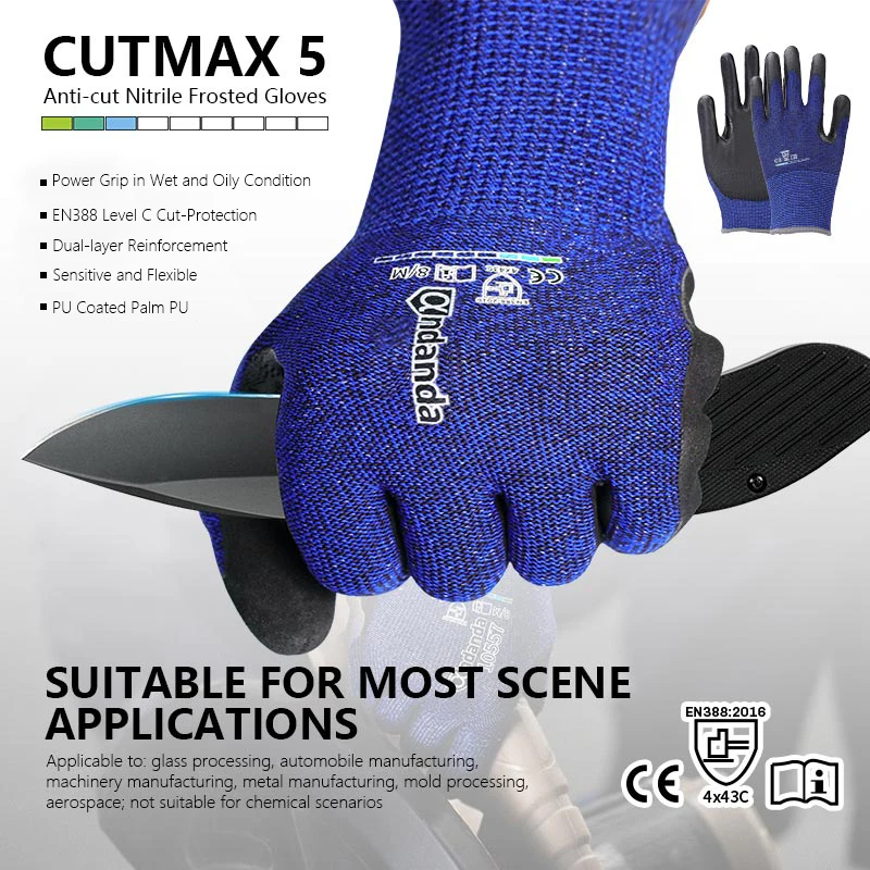 

Andanda Work Gloves Double Layer Nitrile Gloves With Thumb Reinforcement Level 5 Cut Resistant Gloves Mechanic Safety Working