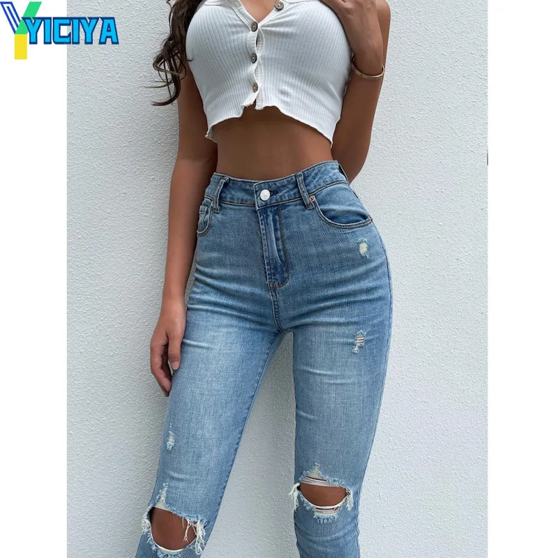 

YICIYA Women Skinny Jeans 2022 Spring Slim Denim Pencil Cowboy Stretch High Waist Wash Trousers Fashion Hip Lift Sexy Jean Pants