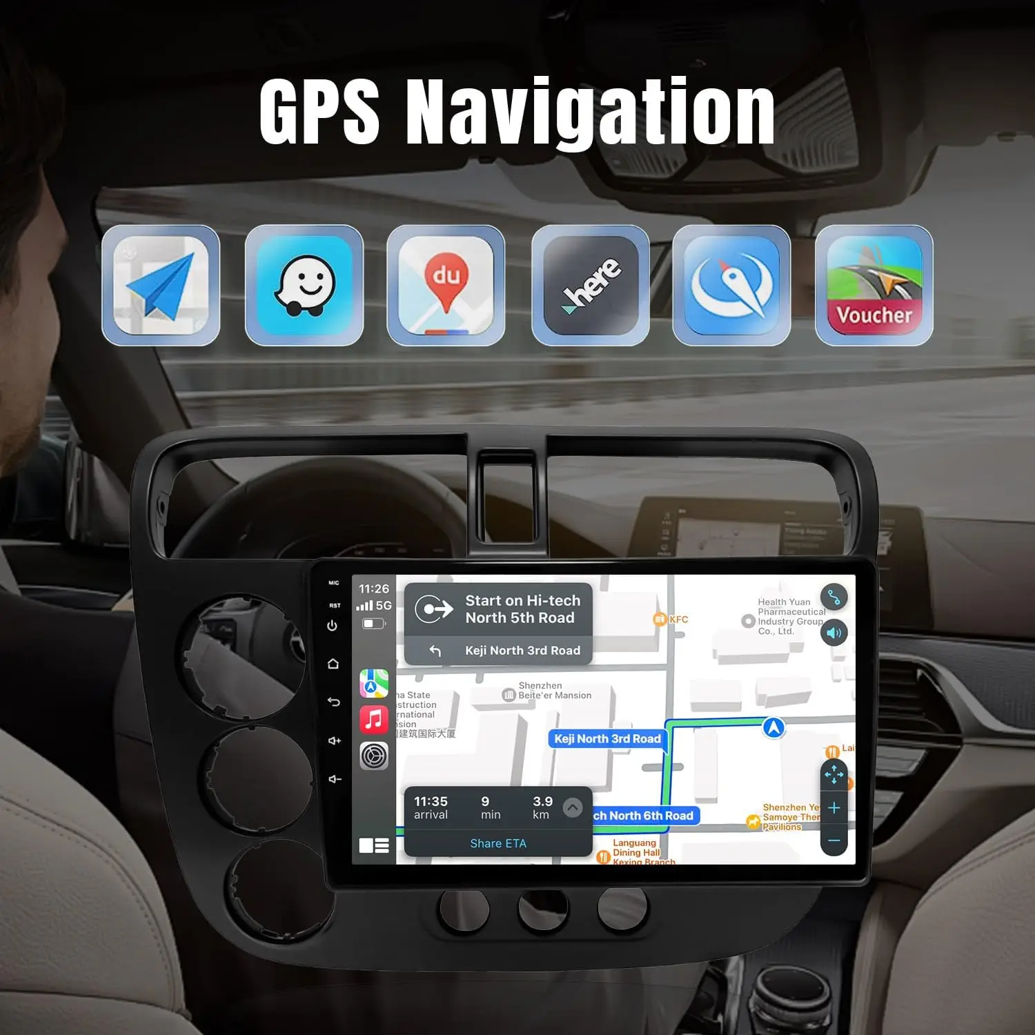 9-дюймовый Беспроводной CarPlay Android Auto GPS-навигатор Радио Для Honda Civic 2001-2005 С Задней