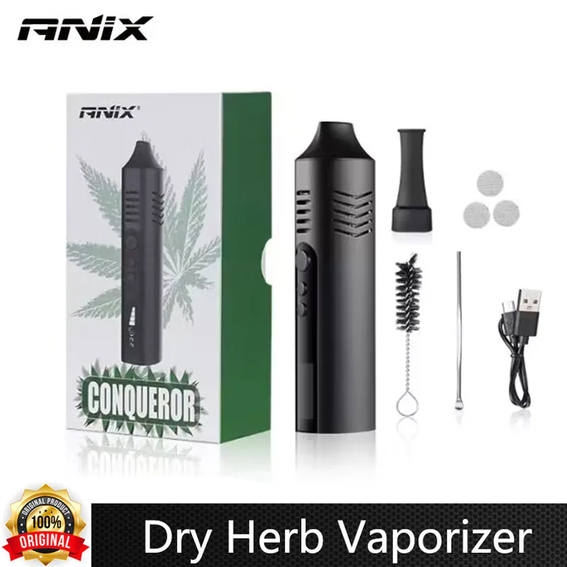 

Original Dry Herb Vaporizer Anix Conqueror Kit 2200mAh Battery Tobacco Heating Device Portable Electronic Cigarette Vape Pen