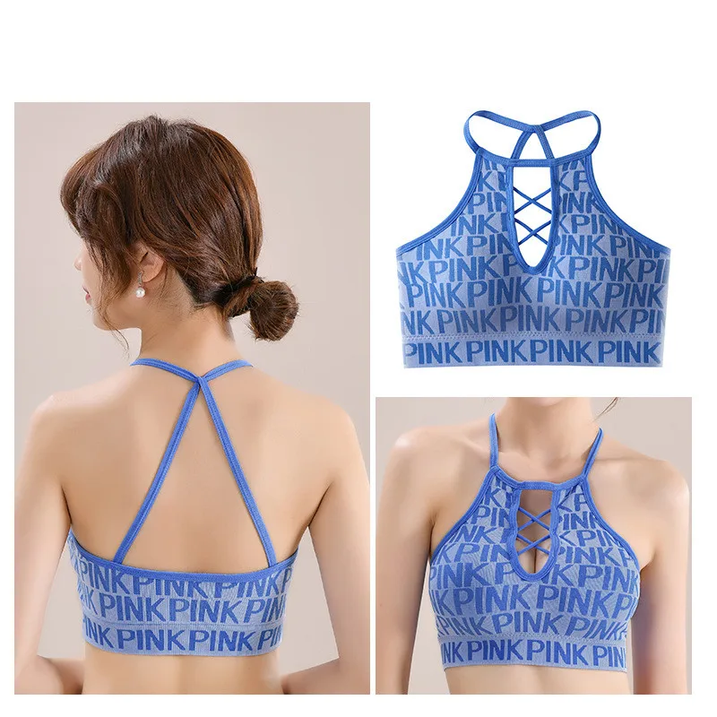 

Женское нижнее белье для йоги, новинка 2022, пикантный бюстгальтер без косточек с надписью, женский спортивный бюстгальтер, нижнее белье с эфф...