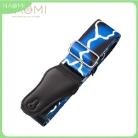 naomi guitar strap adjustable guitar strap jacquard weave hootenanny guitar strap with leather ends blue light