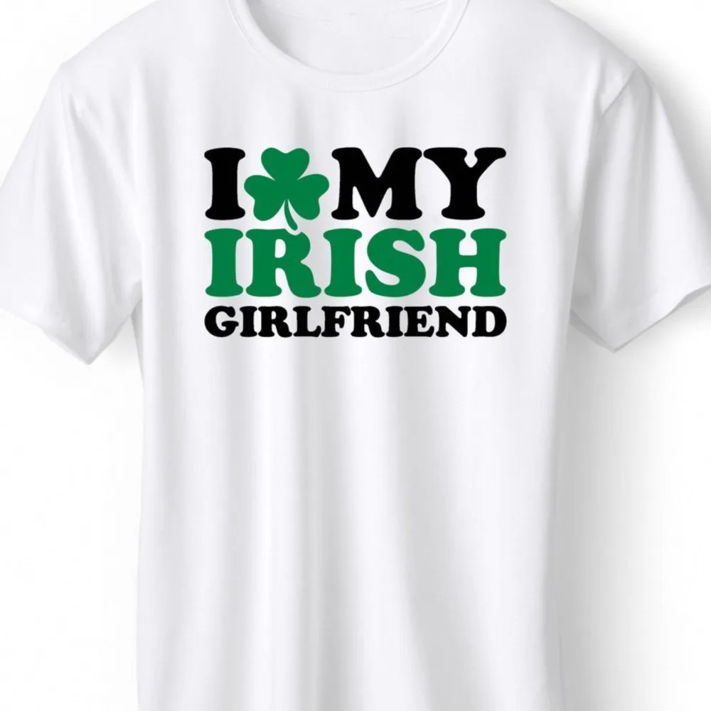 

St Patrick's Day Gifts Couple T-shirts I Love My Irish Print Tee Shirts Lucky Shamrock Clover Graphic Tees&Tops Summer Casual