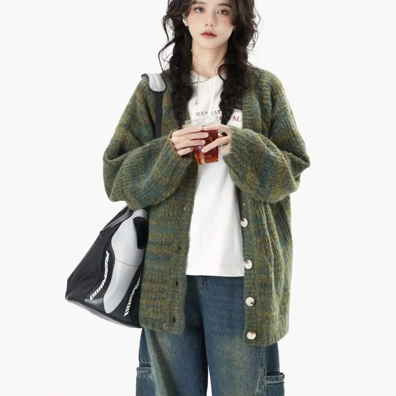 Винтажный кардиган в стиле Харадзюку Y2k