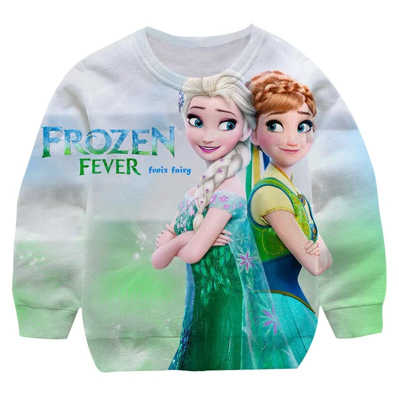 

New Kids Elsa Anna Sweatshirt Children Cartoon Frozen 2 Pullovers Clothes Teenager Girls Loose Sport Tops Long Sleeve Sweatshirt