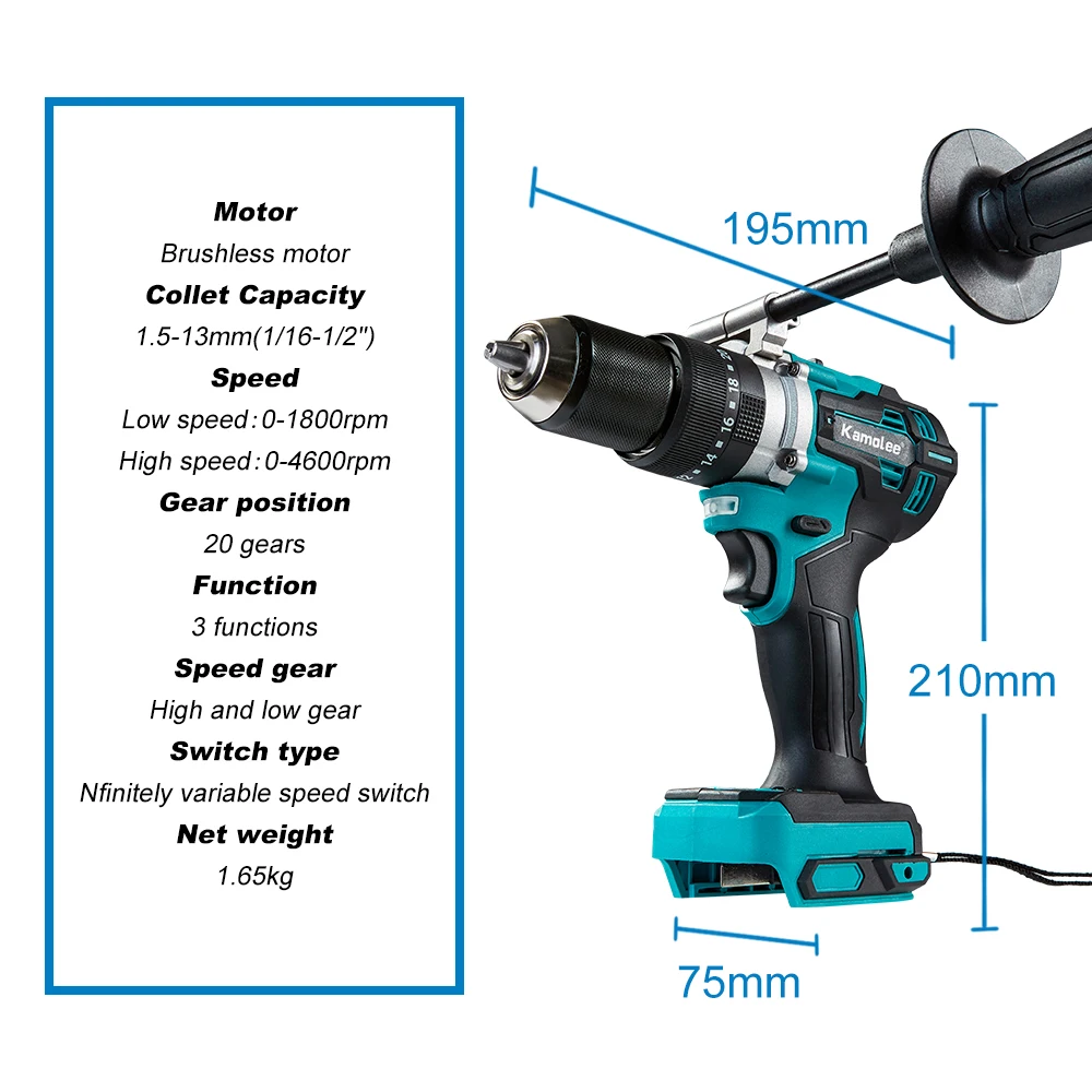 [Icebreaker]Kamolee 13 мм бесщеточная электрическая Ударная дрель для разбивания льда