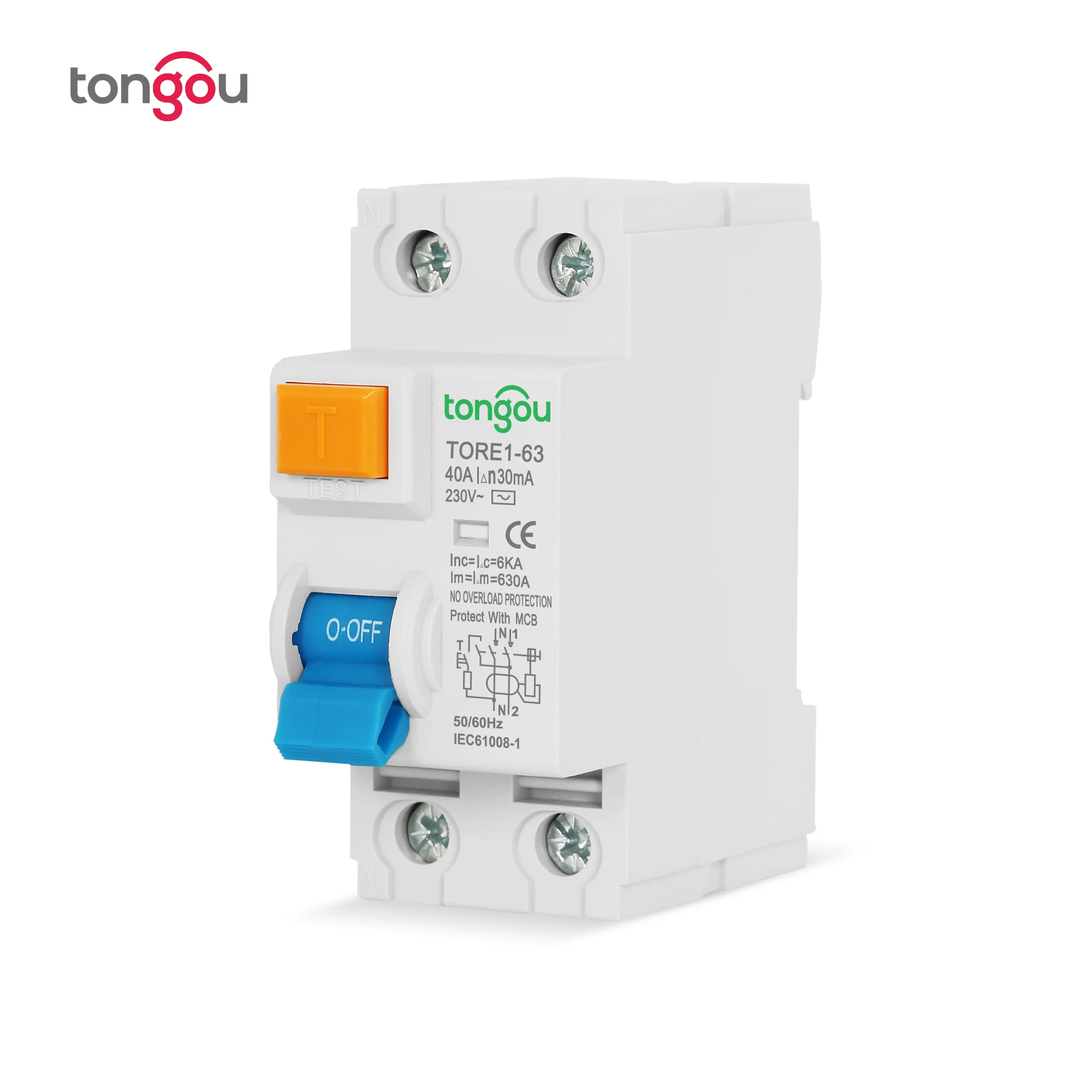 2P 16A 63A 10mA 30mA 100mA 6KA RCCB RCD 230V электромеханический выключатель остаточного тока