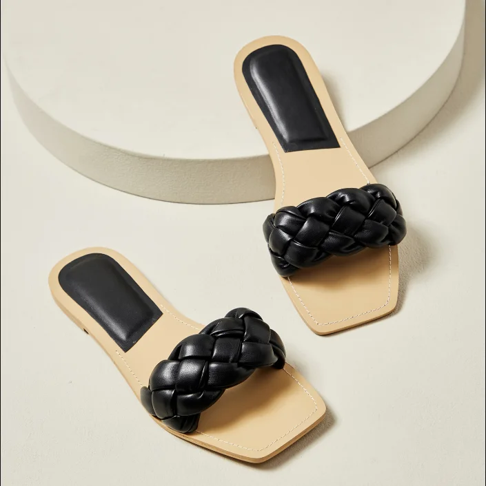 

Women Shoes Slippers For Home Female Flats Rubber Slippers Women Flip Flop Women Summer Footwear Ladies Weave Flip-Flops